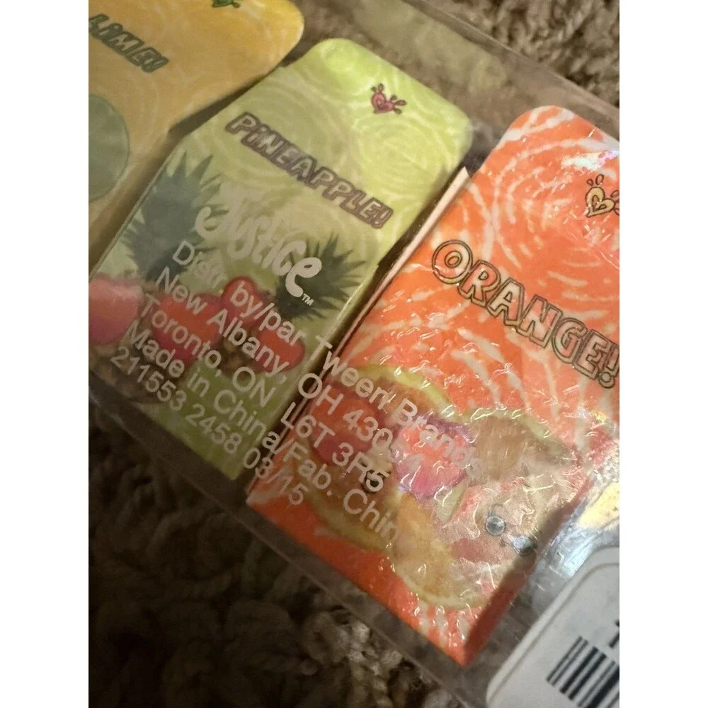 Justice New Fruit Scented Erasers Four Fun Fruit Flavors lemon orange pineapple